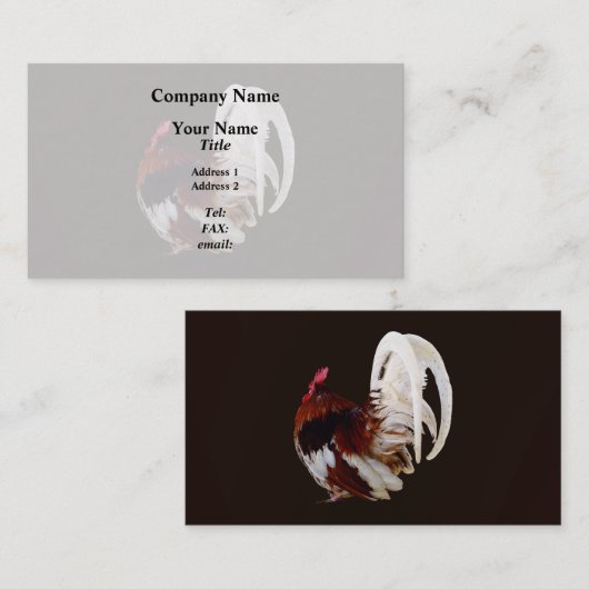 Roter Rooster mit Federn aus weißem Schwanz Visitenkarte (Vorne/Hinten)