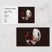 Roter Rooster mit Federn aus weißem Schwanz Visitenkarte (Vorne/Hinten)