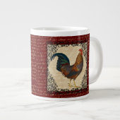 Roter Rooster Vintag Jumbo-Tasse (Vorderseite Rechts)