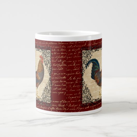 Roter Rooster Vintag Jumbo-Tasse (Vorderseite)