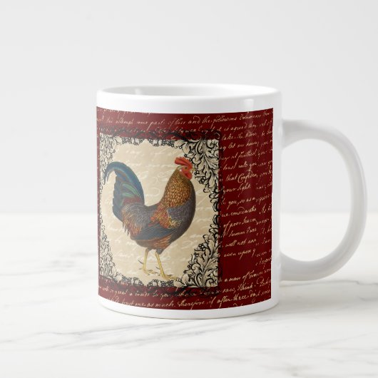 Roter Rooster Vintag Jumbo-Tasse (Rechts)