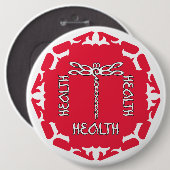 Roter Root-Chakra "Gesundheit" Libelle weißer Hint Button (Vorne & Hinten)