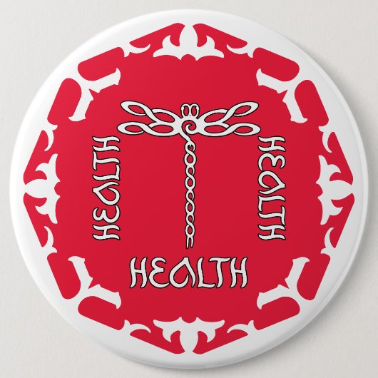 Roter Root-Chakra "Gesundheit" Libelle weißer Hint Button (Vorderseite)