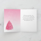 Roter Rosa Aquarell Weihnachtsbaum Künstlerisch Feiertagskarte (Innenseite)