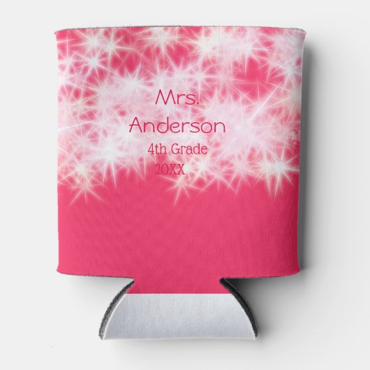 Roter rosa Glitzer funkelt zurück zur Schullehreri Dosenkühler (Vorderseite)