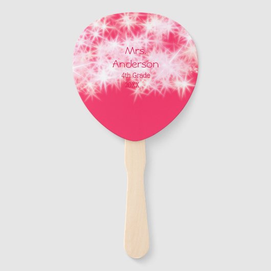 Roter rosa Glitzer funkelt zurück zur Schullehreri Fächer (Vorderseite)