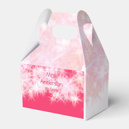 Roter rosa Glitzer funkelt zurück zur Schullehreri Geschenkschachtel (Vorderseite)