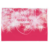 Roter rosa Glitzer funkelt zurück zur Schullehreri Große Geschenktüte (Rückseite)