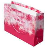 Roter rosa Glitzer funkelt zurück zur Schullehreri Große Geschenktüte (Rückseite Schrägansicht)