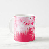 Roter rosa Glitzer funkelt zurück zur Schullehreri Kaffeetasse (Vorderseite Links)