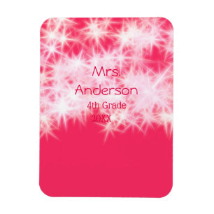 Roter rosa Glitzer funkelt zurück zur Schullehreri Magnet