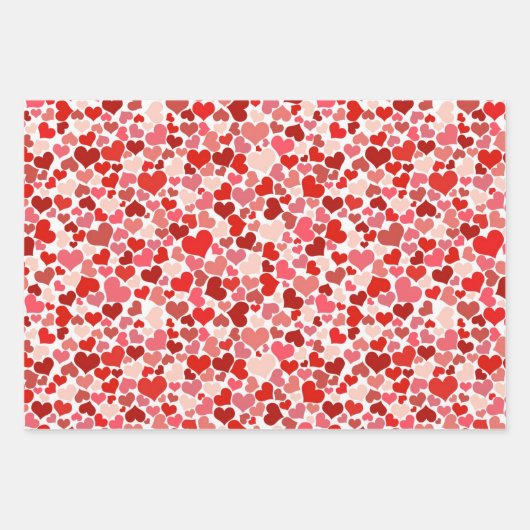 Roter Rosa Herzdesign Flat Geschenkpapier Set (Vorderseite 2)