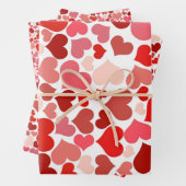 Roter Rosa Herzdesign Flat Geschenkpapier Set (Beispiel)