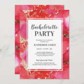 Roter Rosa Junggeselinnen-Abschied Einladung (Vorne/Hinten)