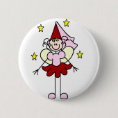 Roter/rosa Knopf Prinzessin-Strichmännchen Button (Vorderseite)