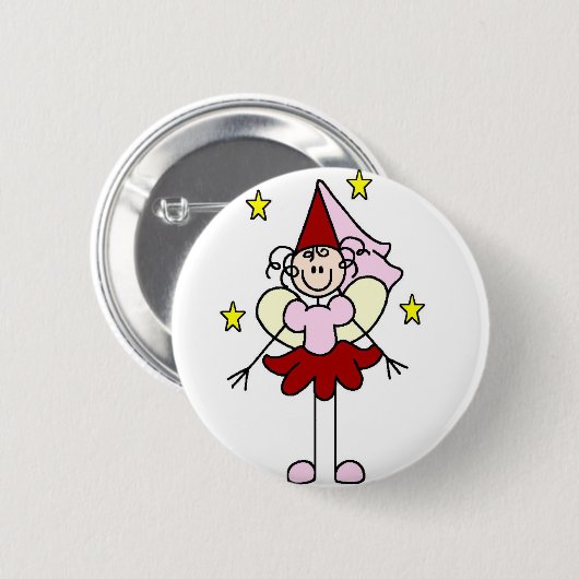 Roter/rosa Knopf Prinzessin-Strichmännchen Button (Vorne & Hinten)