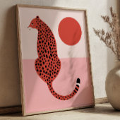 Roter & Rosa moderner Leopard-Illustration Tierkun Poster
