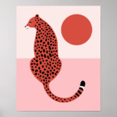 Roter & Rosa moderner Leopard-Illustration Tierkun Poster (Vorne)