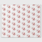 Roter Rosa Schmetterlinge Geburtstag Geschenkpapier (Flach)
