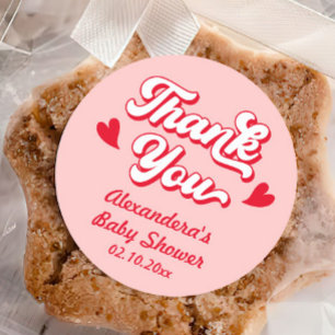 Roter Rosa Valentinstag Baby Shower Danke Favor Runder Aufkleber