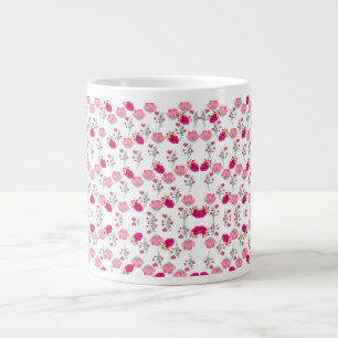 Roter & rosafarbener symmetrischer Blumen-Garten-M Jumbo-Tasse