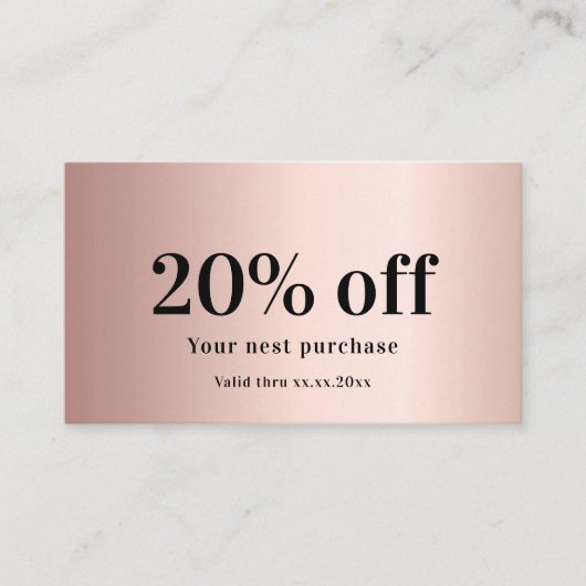 Roter Rose Gold, eleganter QL-Code Rabattkarte (Vorderseite)