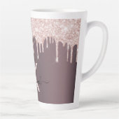 Roter Rose Goldbraun Glitzer Tropfen Name Monogram Milchtasse (Rechts)