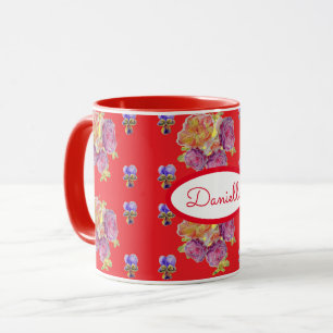Roter Rosen-Blumen-Rosen-Vintage-Garten Damen Retr Tasse