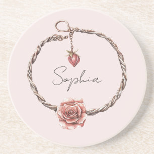 Roter Rosen-Charme-Armband Getränkeuntersetzer