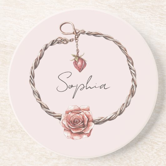 Roter Rosen-Charme-Armband Getränkeuntersetzer (Vorne)