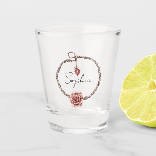 Roter Rosen-Charme-Armband Schnapsglas (Vorderseite)