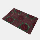 Roter Rosen-Dorn-Kranzmuster Fußmatte (Schrägansicht)