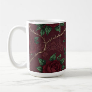 Roter Rosen-Dorn-Kranzmuster Kaffeetasse