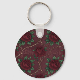 Roter Rosen-Dorn-Kranzmuster Schlüsselanhänger