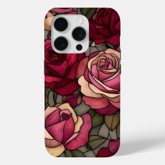 Roter Rosen Glasmalerei-Design Case-Mate iPhone Hülle (Rückseite)