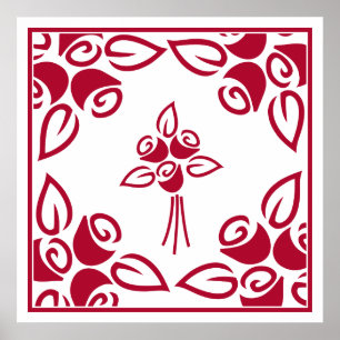 Roter Rosen Quadrat Motiv Rahmenschmuck  Poster