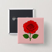 Roter Rosen-Quadratknopf Button (Vorne & Hinten)