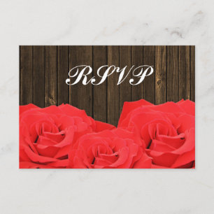 Roter Rosen Scheunen-Holz Hochzeits-RSVP-Antwortka RSVP Karte