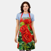 Roter Rosen Schürze (Getragen)