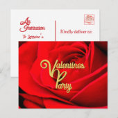 Roter Rosen Valentinstag Party Postkarte (Vorne/Hinten)