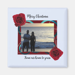 Roter Rosen-Weihnachts-Fotomagnet Magnet