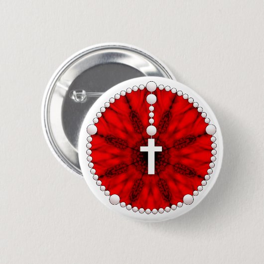 Roter Rosenbeet-Traum-Fänger Button (Vorne & Hinten)