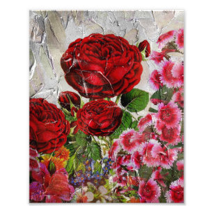 Roter Rosenblumengarten Fotodruck