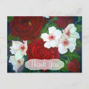 Roter Rosenblumenölgemälde Danke Postkarte