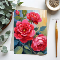 Roter Rosenbusch | Aquarell-Blumenmalerei