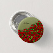 Roter Rosengarten Feld Lebendige Blumen Button (Vorne & Hinten)