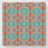 Roter Rost Orange Türkis Aquamarin Steinuntersetzer (Vorderseite)