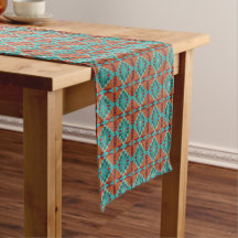 Roter Rost Orange Türkis Blaugrün Blau Stammeskuns