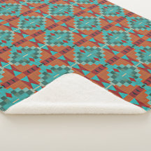 Roter Rost Orange Türkis Teal Blau Stammeskunst