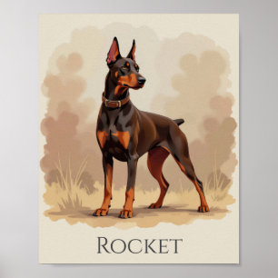 Roter Rostbrauner Dobermann Hund Poster